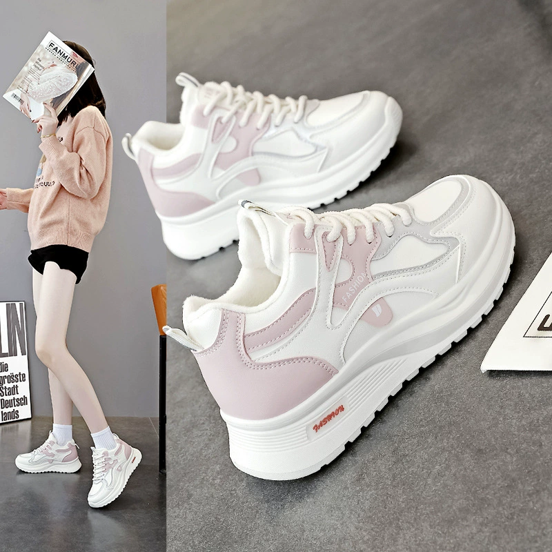 Зимние бархатные высокие спортивные кроссовки для женщин, нескользящие теплые хлопковые туфли, новые студенческие кроссовки для бега 2025 года для женщин Q163-2