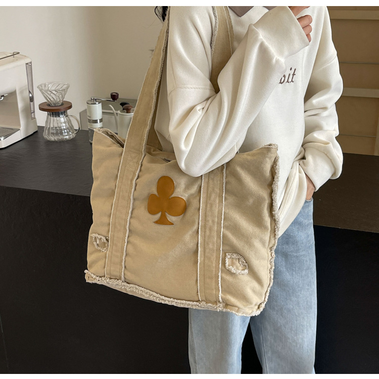 577g Weight Polyester Lining Material Sewing Thread Fashion Element Open Closure Type Double Handle Strap Type Tote Bag Bags Type Daily, Street, Shopping Occasion Canvas Material Solid Color Pattern All Seasons Season Women's Gender Streetwear Style Square Shape Large Size Women's Large Canvas Solid Color Streetwear Sewing Thread Square Open Tote Bag 16