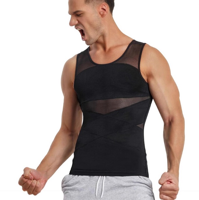 Men's Slim Fit Shirt Mesh Compression Shirt Four-Way Stretch Body Shaping Clothing for Chest Abdomen Men's Slim Fit Shirt Mesh Compression Shirt Four-Way Stretch Body Shaping Clothing for Chest Abdomen