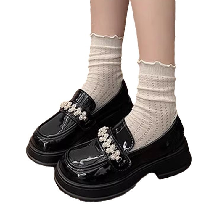 Black summer retro Mary Jane shoes platform English style