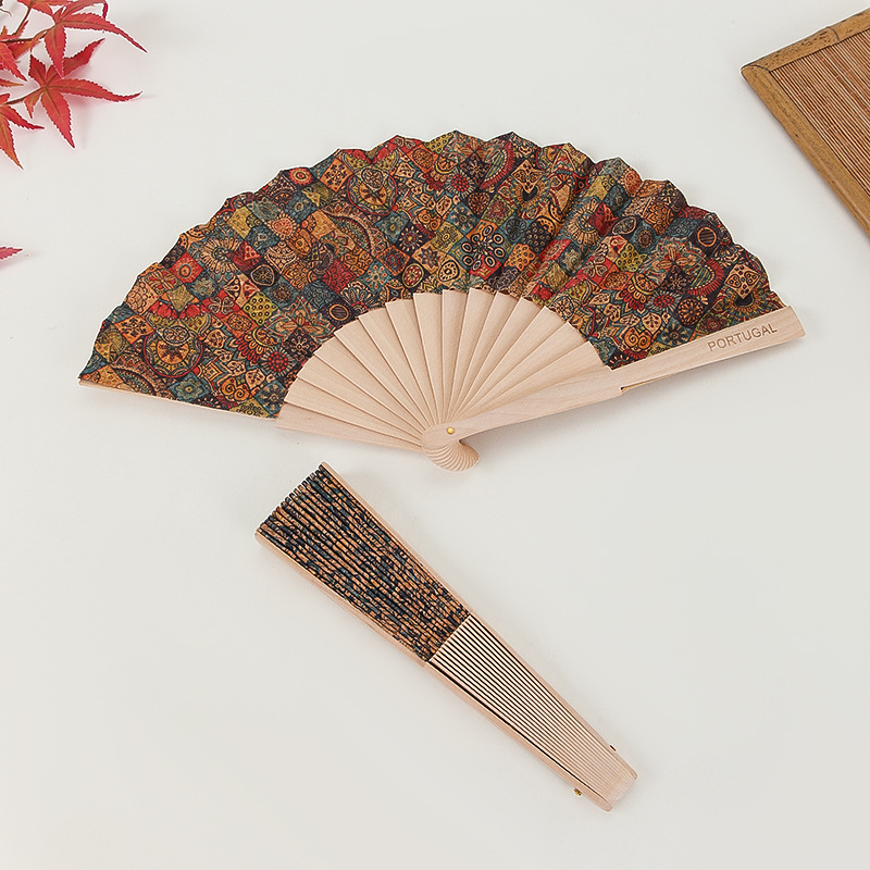 60g Weight Chinoiserie Ethnic Style Solid Color Wooden Fan