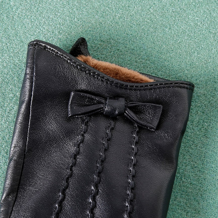 头层羊皮手套女秋冬加绒加厚触屏防寒款骑行开车真皮保暖显瘦手套