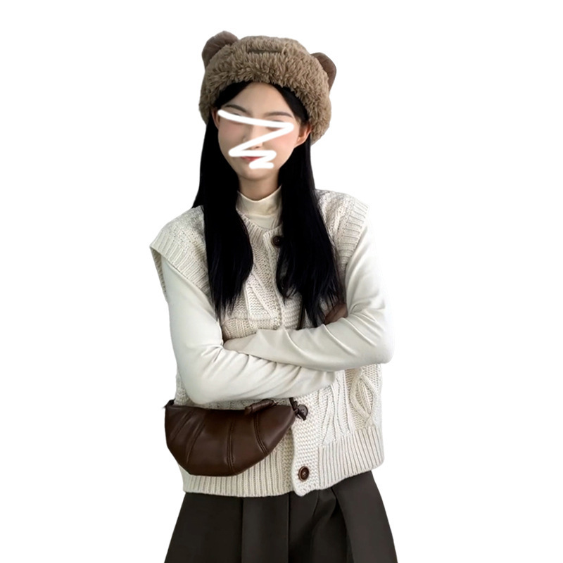 法式复古宽松叠穿无袖背心马甲毛衣女秋冬2025新款感针织上衣|undefined