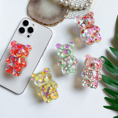 創意水果小熊手氣囊機支架粘貼式可伸縮摺疊立體桌面支架穩固便攜