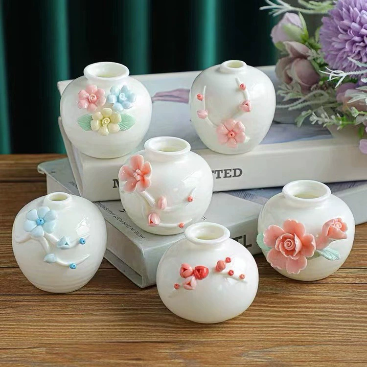 Handmade mini vase flower bottle flower ceramic ornaments dry flower inserting water -breed living room study frame desktop decoration
