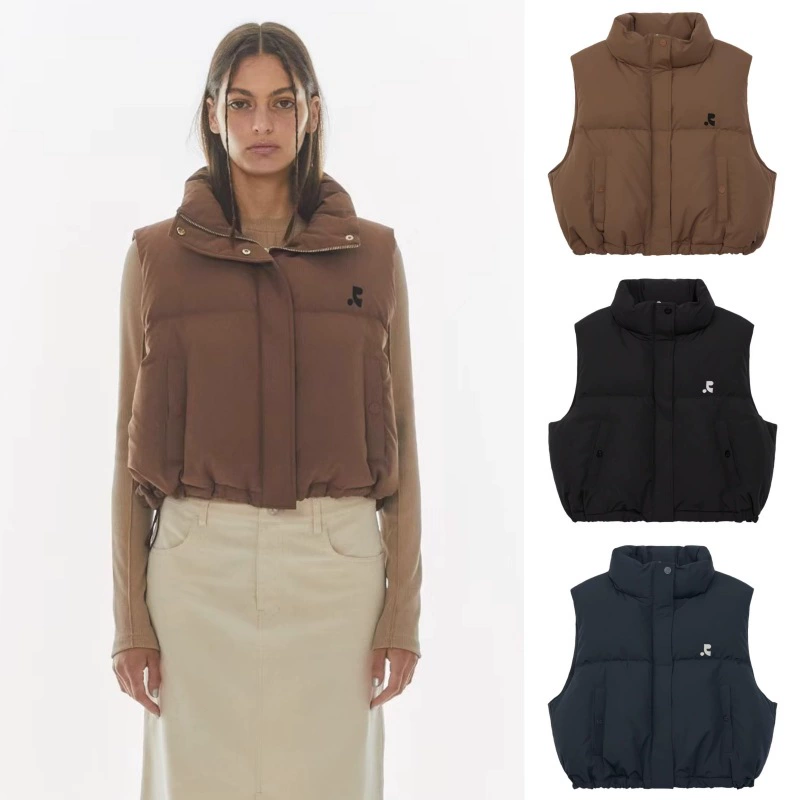 Пятно restandrecreation белая утка с воротником пуховый жилет женский RR свободная короткая теплая куртка