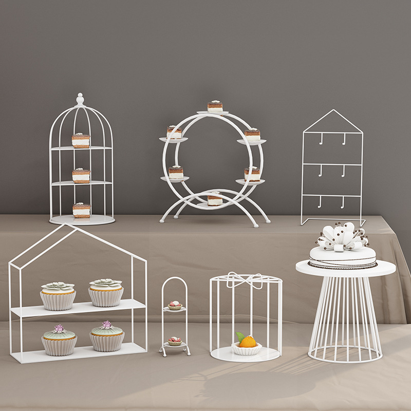 Decoración de mesa de postre simple mesa de postre estante soporte de exhibición decoración de pastelería bandeja de comida fría merienda stand té de la tarde image 15