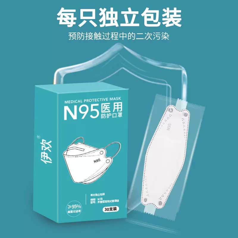一次性医疗口罩医用级柳叶形N95医护用成人正品独立包装批发