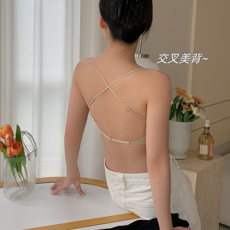 Ins Korean Style U-Shaped Beautiful Back Intimates Women's Push-Up Vest with Breast Pads for Outer Wear All-In-One Seamless Large Backless Bra Ins Korean Style U-Shaped Beautiful Back Intimates Women's Push-Up Vest with Breast Pads for Outer Wear All-In-One Seamless Large Backless Bra