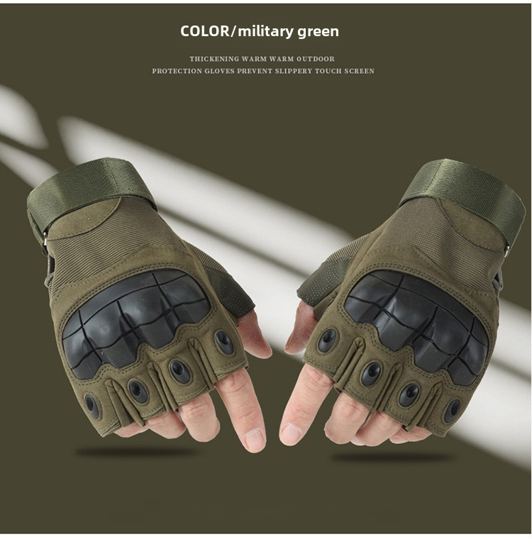 Tactical gloves men's half finger outdoor training fighting hard shell protective riding sports non-slip wear-resistant full finger gloves_maomaolike.com