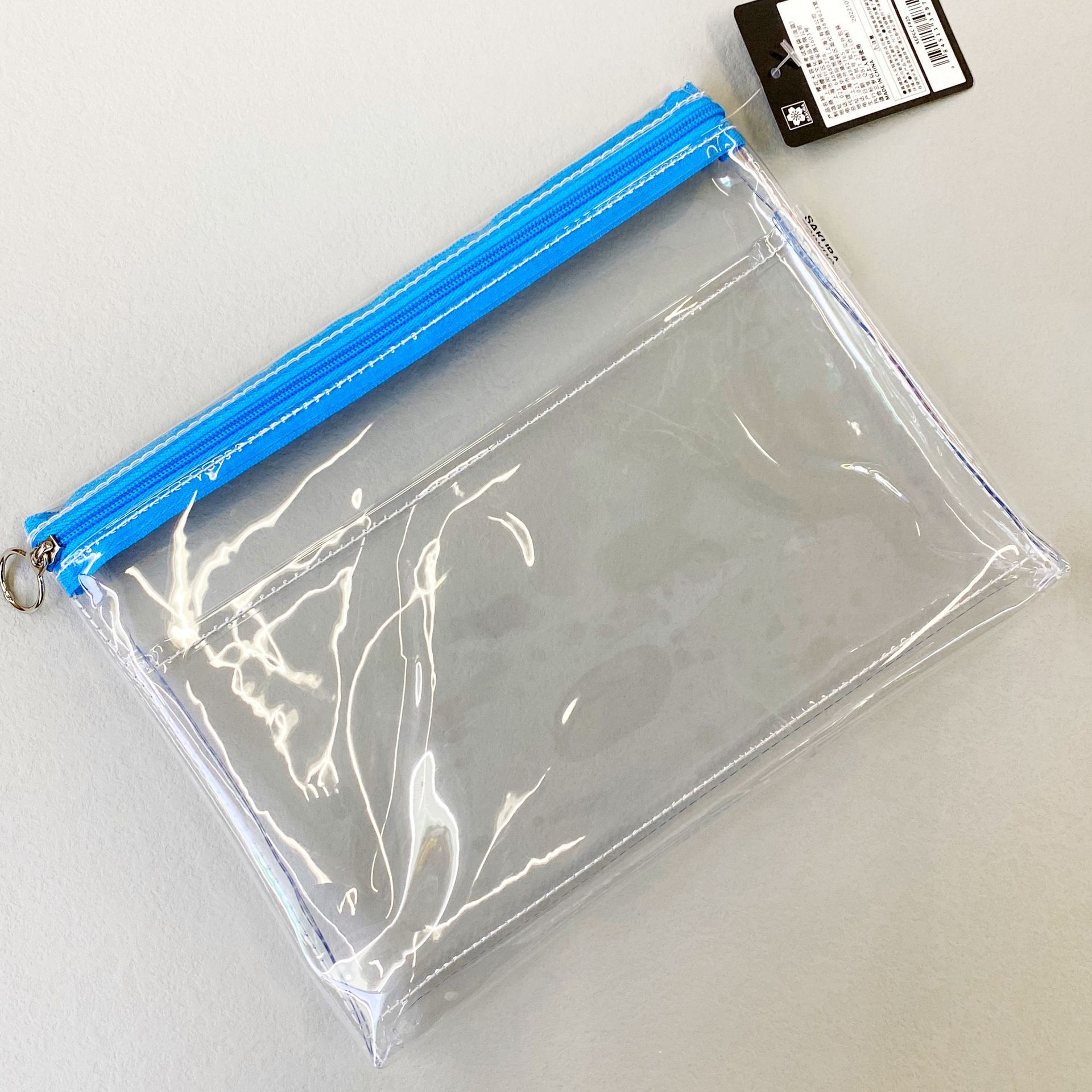 Japonés Sakura flor de cerezo transparente examen lápiz caso doble cremallera simple gran capacidad lápiz caso para hombres y mujeres estudiantes