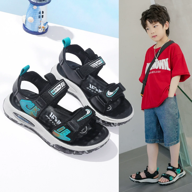 Детские сандалии 2025 Новый летний стиль Обувь для мальчиков среднего и большого размера на липучке Пляжная обувь для маленьких мальчиков