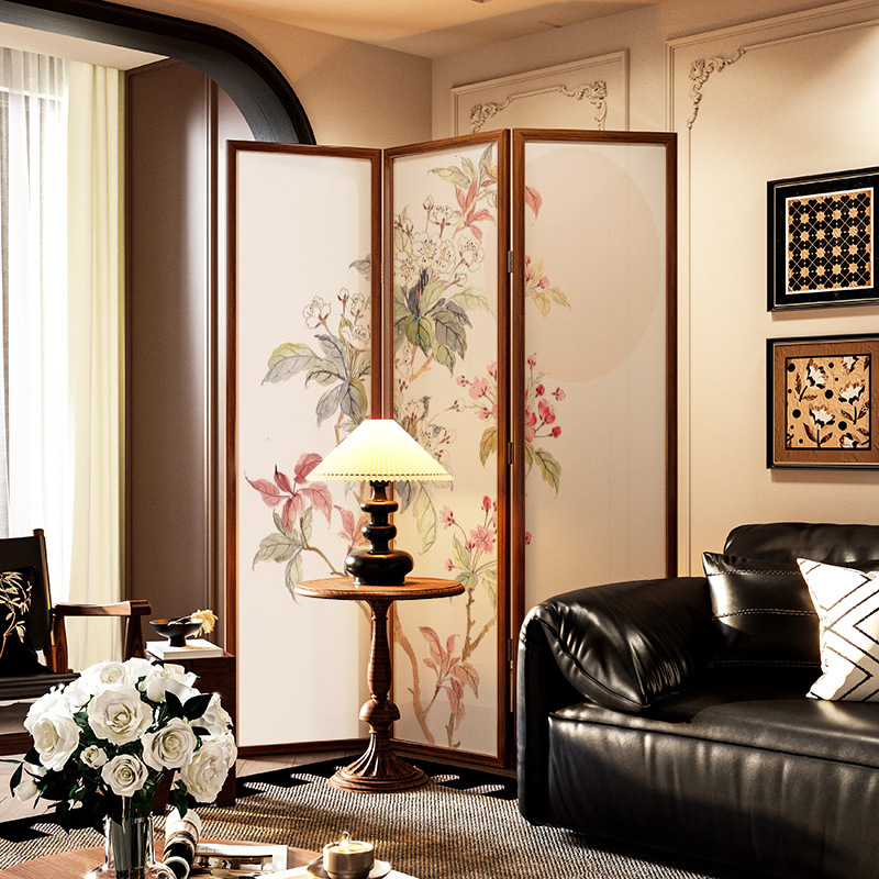 New Chinese Style Solid Wood Screen Foldable Mobile Home Background Wall Decoration Small Room Tea Room Study Partition Blocking