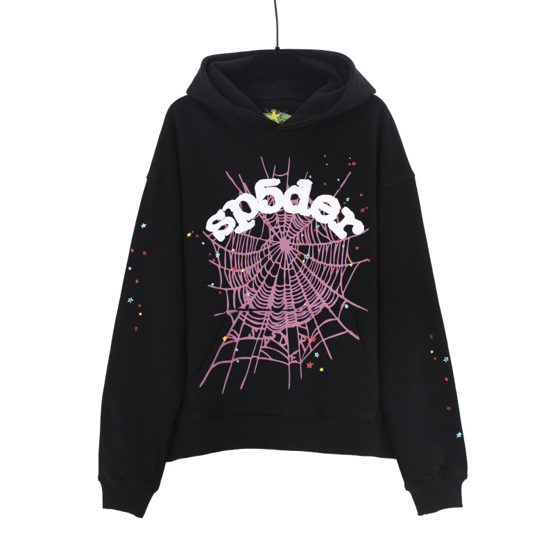 Sp1derヒップホップ歌手Young Thugと同じスタイルのフォームレター555555カップル用パーカーPinkスウェットシャツ|undefined