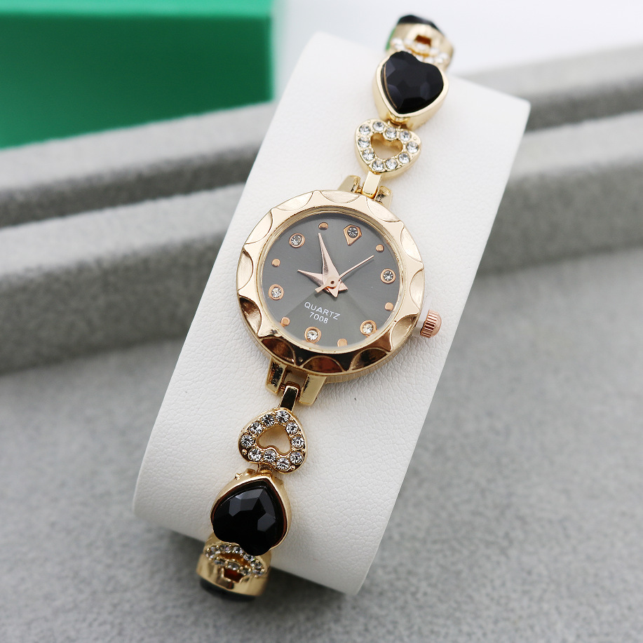 Casual Shiny Stainless Steel Jewelry Buckle Heart Shape Quartz display picture 4