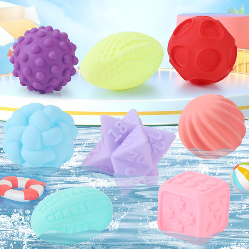 Baby hand-grabbing ball, massage ball with multi-texture perception, tactile stimulating ball, soft rubber, edible toy for children