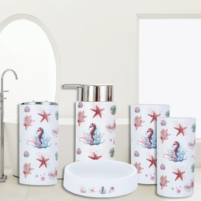 Bathroom 5 suit Brushing Cup Toothbrush holder Bottle of hand sanitizer Soap Dish Wash and rinse Home Furnishing bathroom Wash and rinse Five-piece