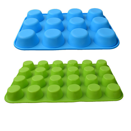 24-hole 12-grid integrated round silicone muffin cup mold jelly pudding biscuit mold baking pan cake baking mold
