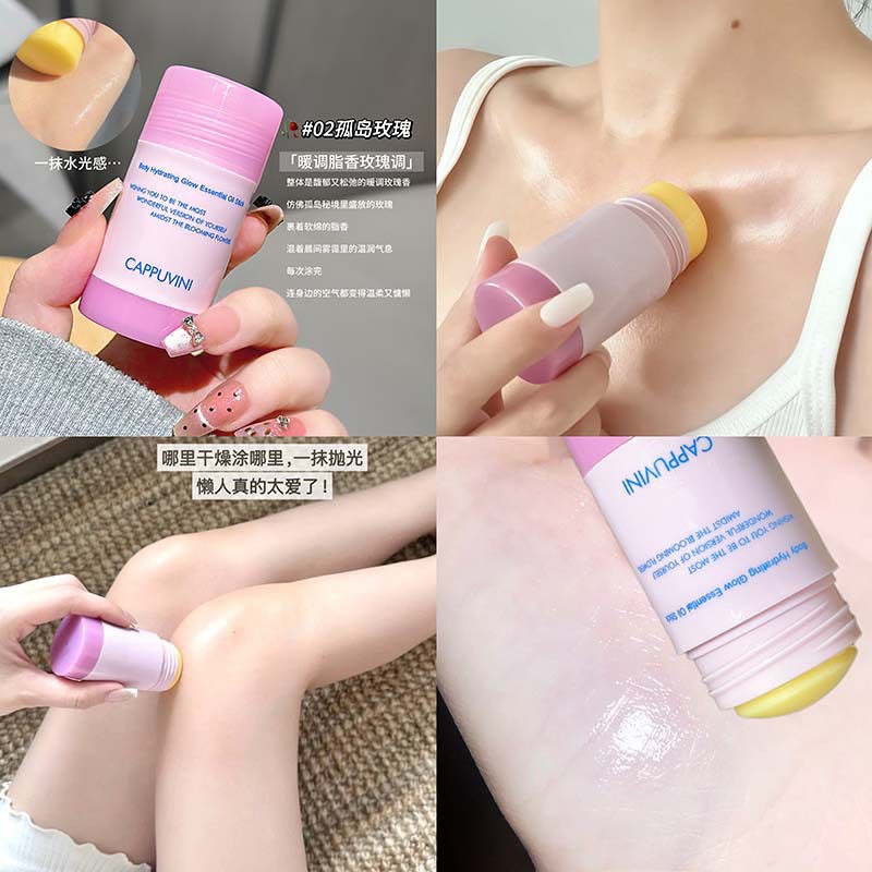 CAPPUVINI Body Water Essential Oil Stick, loción corporal sólida, crema hidratante antiadherente, crema para la piel, crema para la piel
