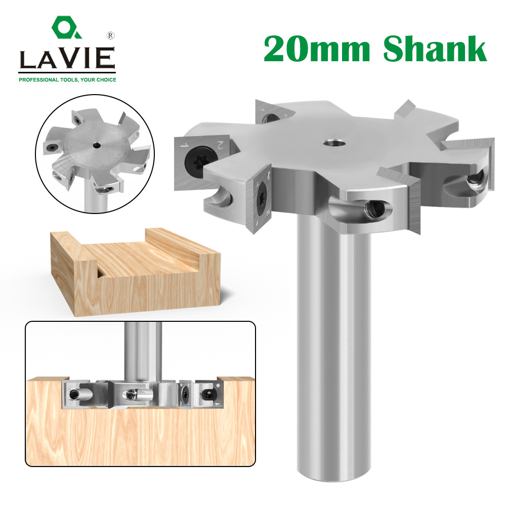 20柄六刃T破板刀圆柄开槽刀钨钢合金木工铣刀拉槽铣刀修边T型榫刀