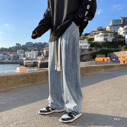 Men's Loose American Style Trousers for High School and Junior High Students - Newtang Drawstring Jeans