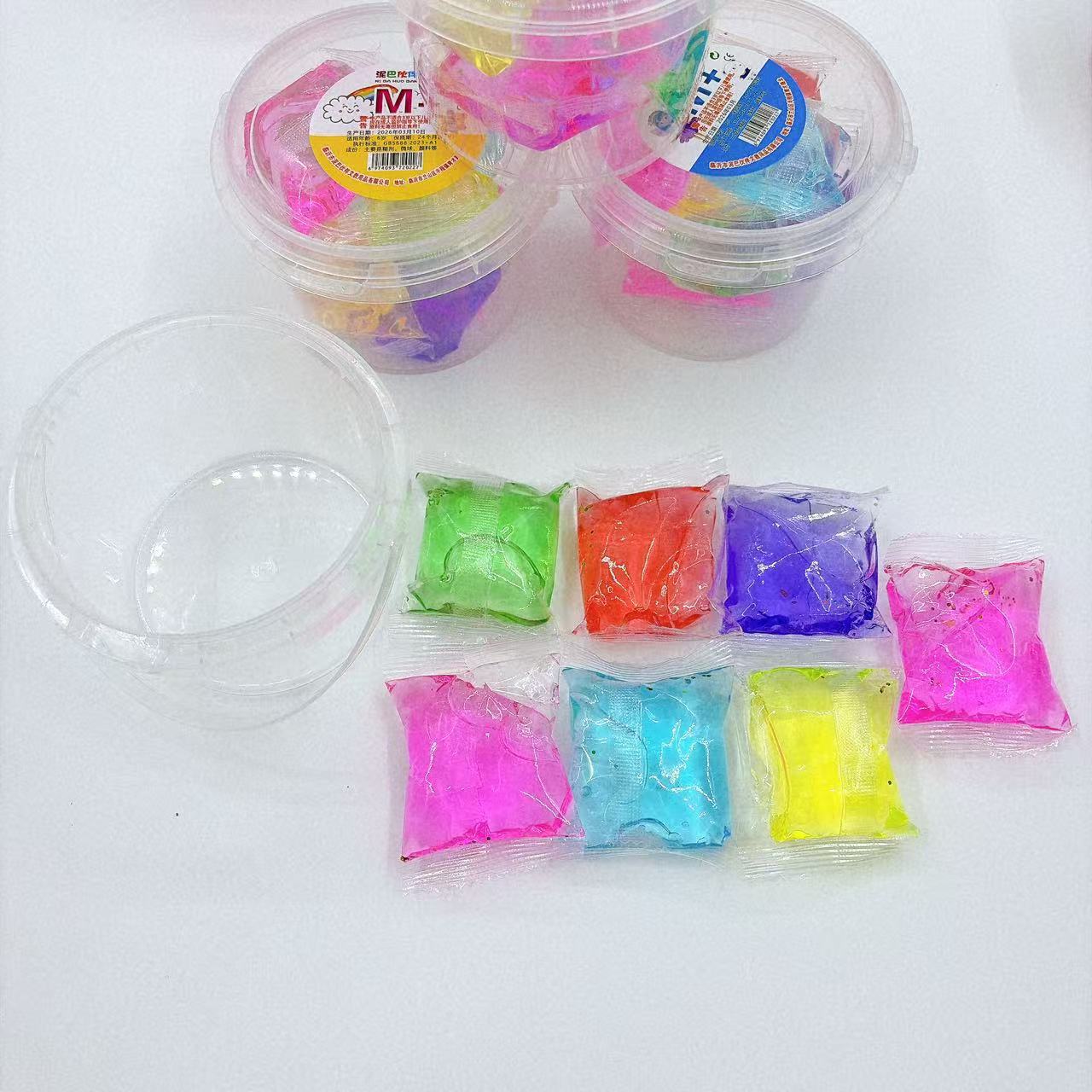 Barril de embalaje independiente barro de color barro de cristal slime puzzle artesanal DIY barro descomprimido multicolor mezcla lotes