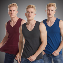 男士无痕双面磨毛保暖背心离子加绒修身秋冬V领宽马甲肩内衣防寒