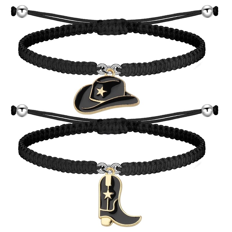 New European and American Foreign Trade Jewelry Cross-border US Texas Farmer Western Cowboy Hat Black Woven Cowboy Boots Bracelet New European and American Foreign Trade Jewelry Cross-border US Texas Farmer Western Cowboy Hat Black Woven Cowboy Boots Bracelet