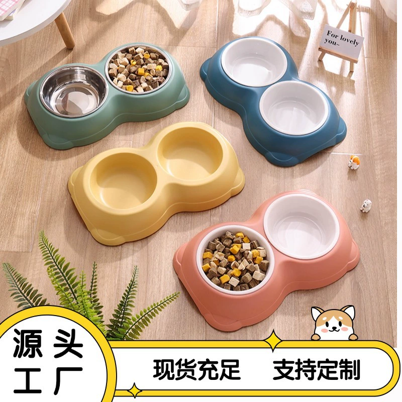 Мини-медведь Двойная миска для кошек Двойная миска для собак удобна для удаления и мытья миски для собак