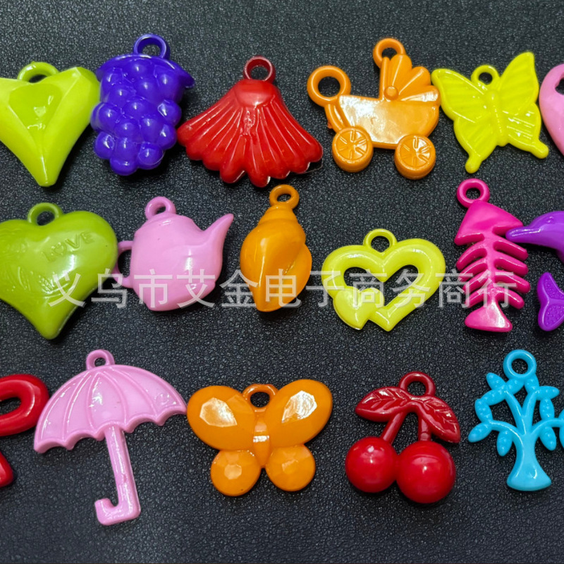 国境を越えた実色の花動物アクリル吊り珠散珠DIY手作りブレスレットビーズアクセサリー|undefined