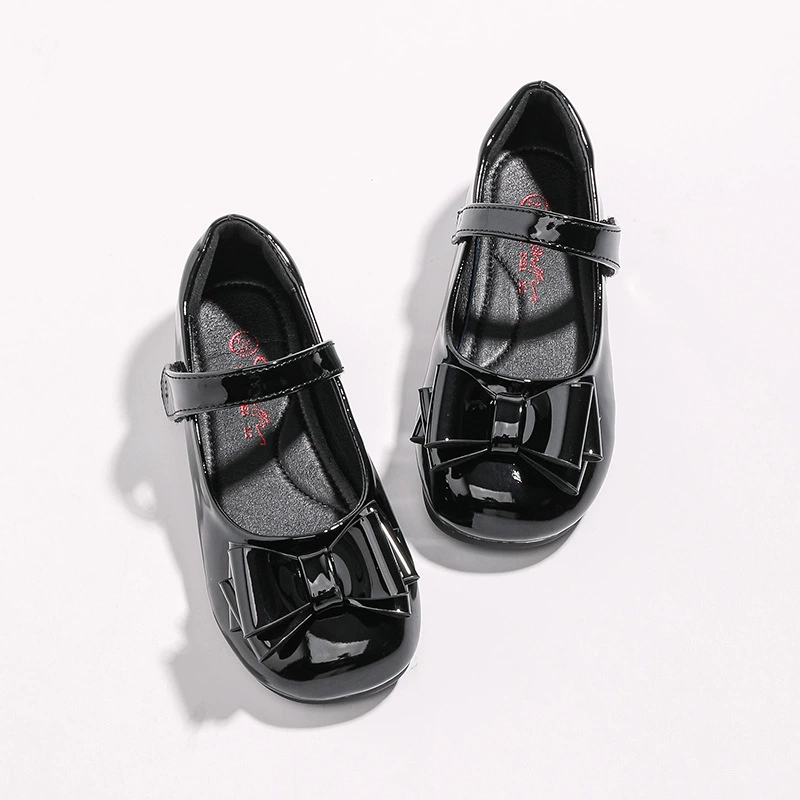 Новая черная кожаная обувь для девочек, детская британская средняя Детская школьная обувь принцессы на мягкой подошве для студентов, однослойная обувь для девочек, Маленькая кожаная обувь для девочек
