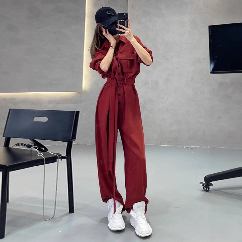 Designer-Inspired Workwear Jumpsuit for Women, 2026 Spring and Autumn Style, Fashionable, Loose-Fitting, Stylish, Height-Enhancing, Slimming, Wide-Leg Jumpsuit