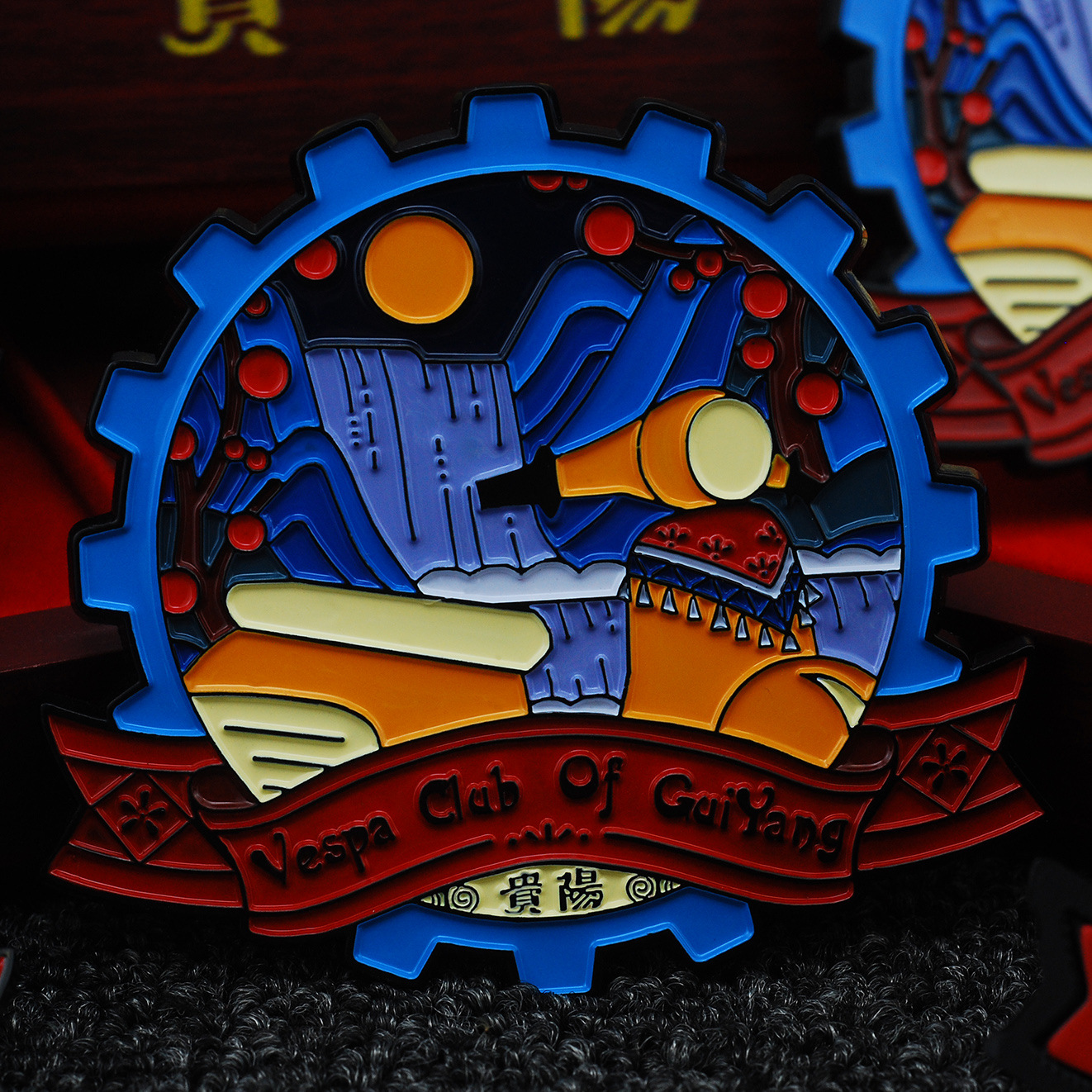 车友会金属车标定做 骑行金属车队标志 摩托车车标 俱乐部车标|ru