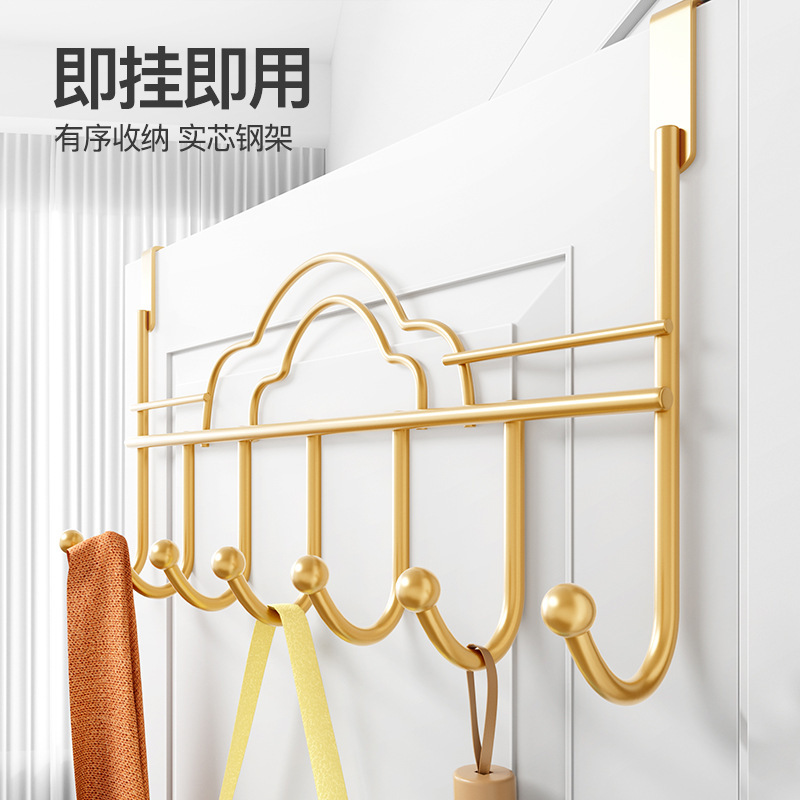 门后挂钩门上挂衣架免打孔高端家用门口包包收纳神器房门挂架简易|undefined