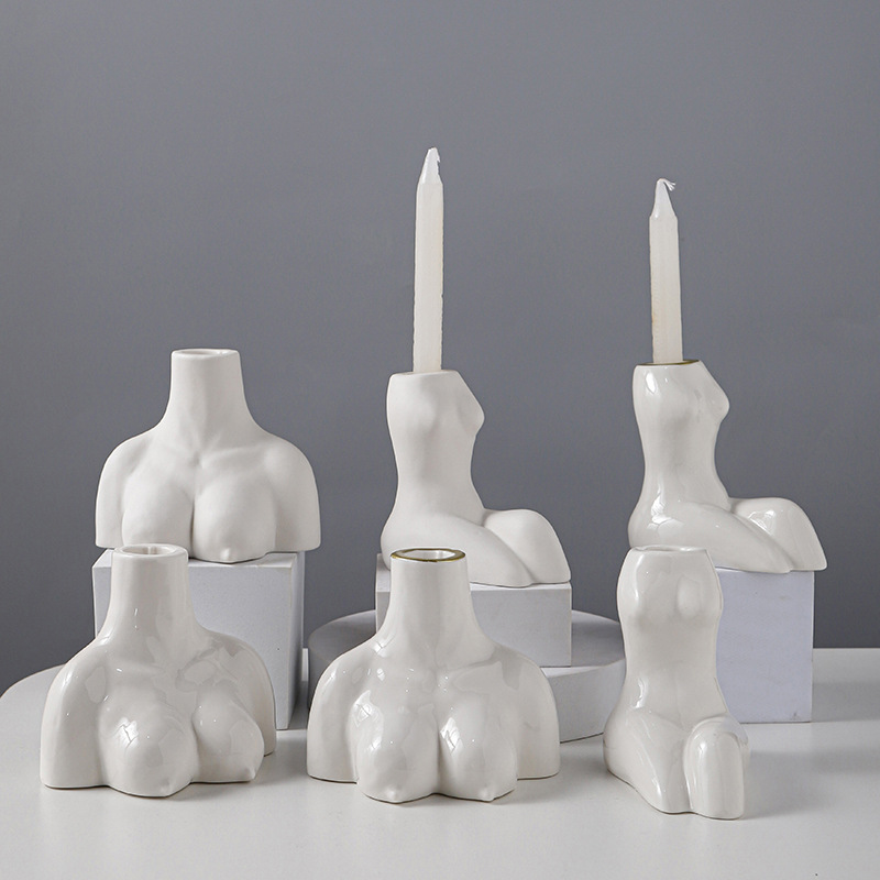 Estilo Europeo ins cerámica candelabro hogar varilla cera base romántica mesa de comedor cera cuerpo candelabro creativo decoración del hogar