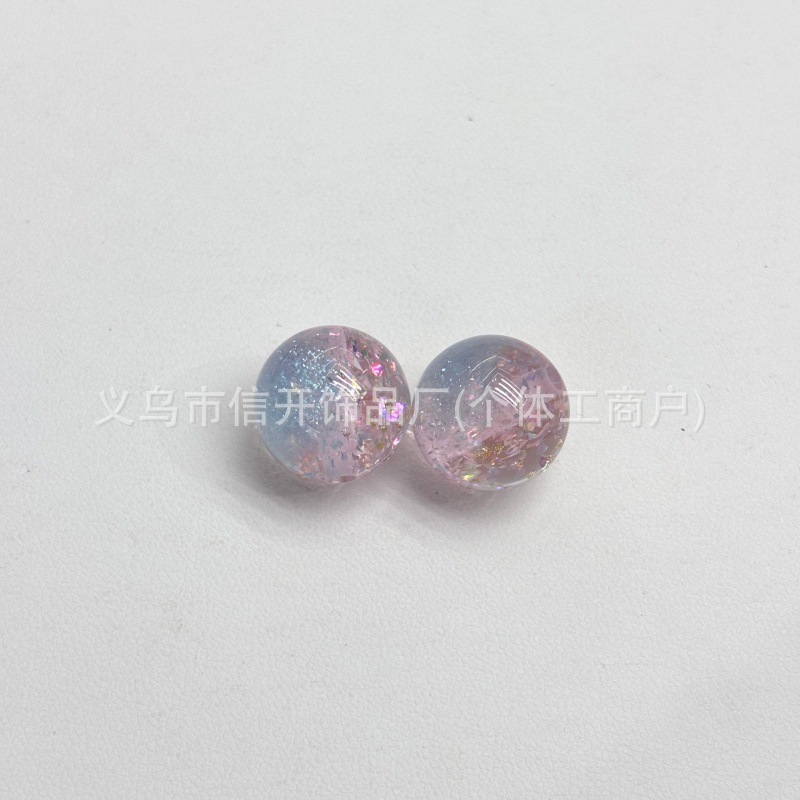 通孔树脂彩虹欧泊梦幻圆珠串珠手机链钥匙链手链diy手工饰品材料|undefined