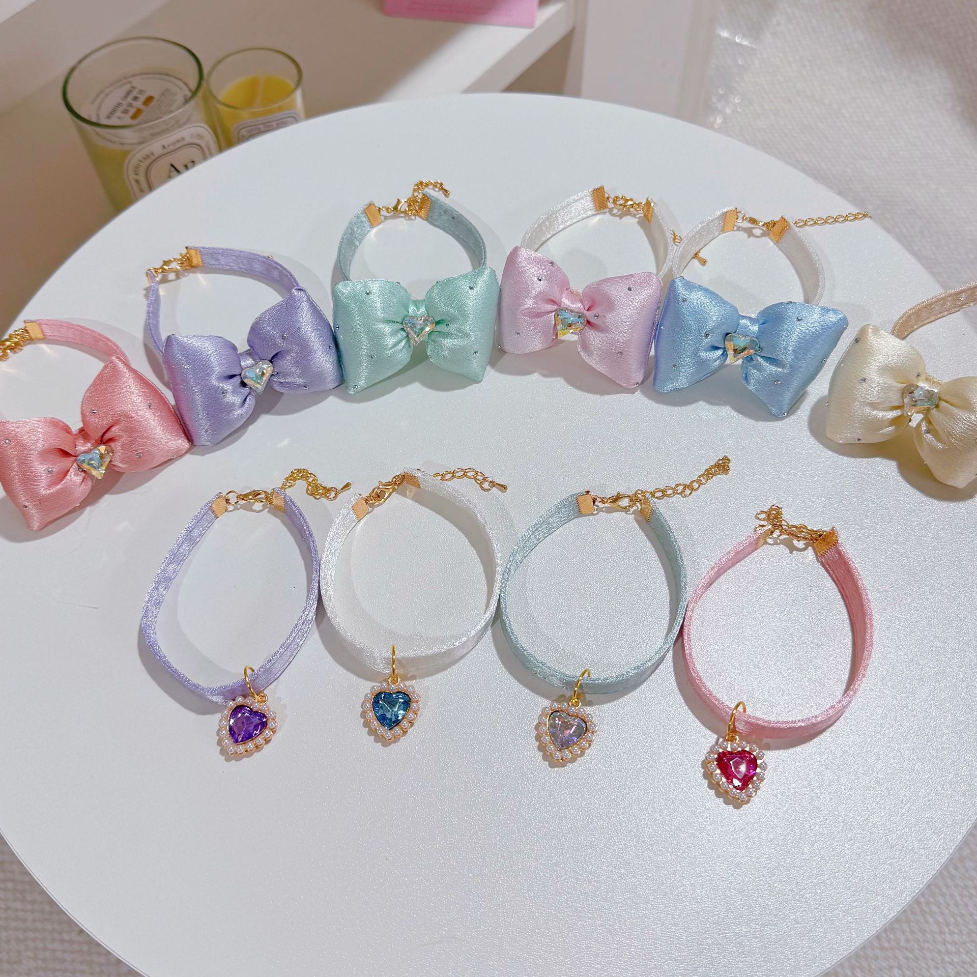 20g Weight Pet Collar Type Of Pet Supplies 1 Piece Quantity Casual, Daily Occasion Linen Material Heart Shape, Bow Knot Pattern All Seasons Season Cute Style 1 Piece All Seasons Cute Linen Heart Shape Bow Knot Pet Collar 1
