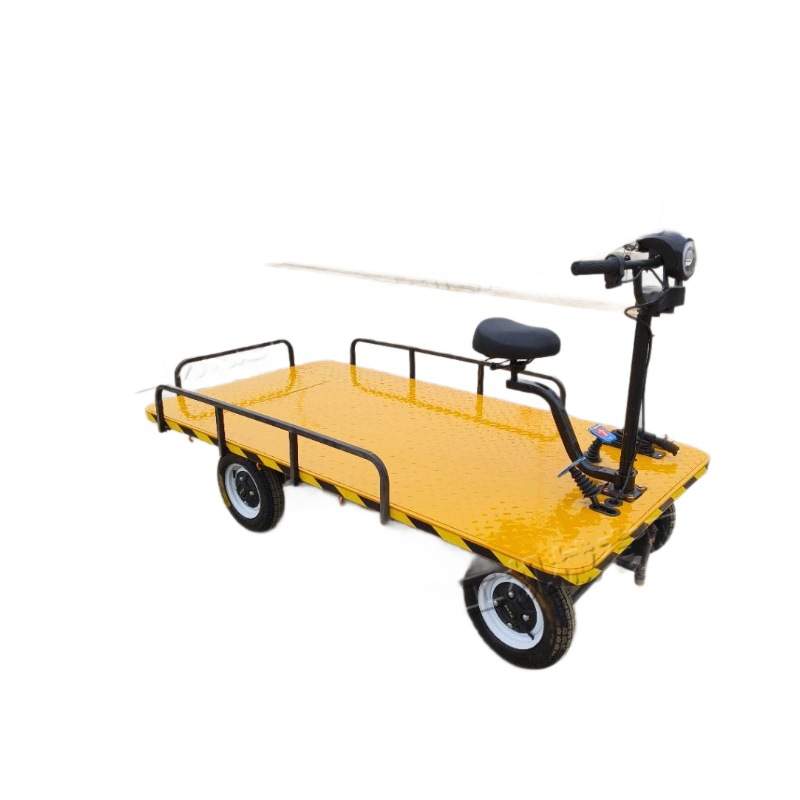 Vehículo de transporte de placa plana eléctrica pequeña de carretera estrecha tipo vehículo de herramientas de asiento de taller de fábrica de carga