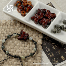 小叶紫檀蝴蝶diy纯铜散珠牛骨桶珠配件手工编织手绳项链文玩饰品