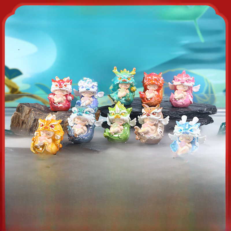 新品直播熱款山海異獸盲盒公仔樹脂小擺件工廠瑞獸桌面裝飾品批發