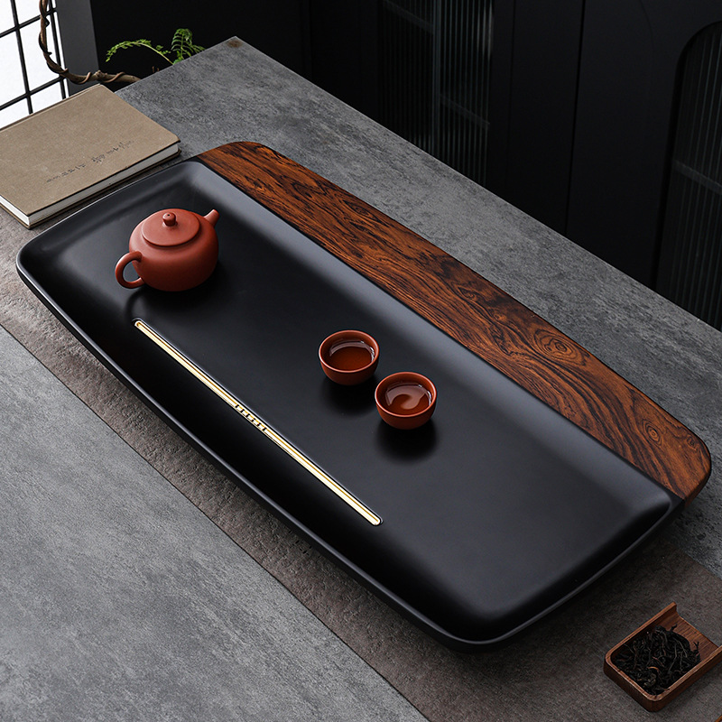 整块实木茶盘简约客厅家用长方形胡桃花梨大茶台电胶木茶具轻奢