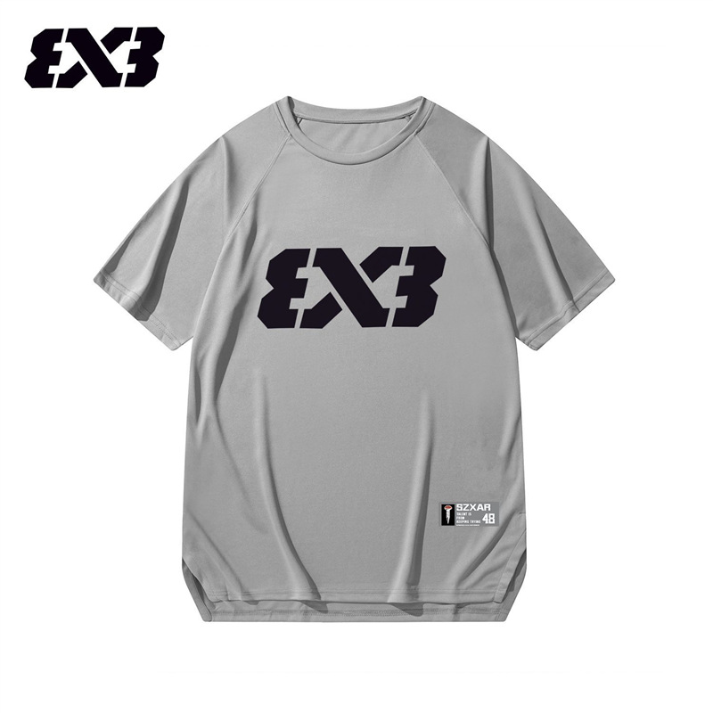3V3 liga deportiva americana de manga corta hombre 2024 verano nuevo entrenamiento de baloncesto camiseta de tiro ropa de entrenamiento de secado rápido