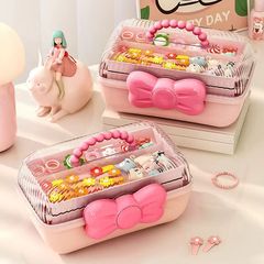 蝶結び髪飾り収納ケース可愛い子供ヘアクリップヘアピンアクセサリー化粧品デスクトップ防塵アクセサリー収納ボックス