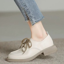软底久站不累女鞋子2025新款系带黑色小皮鞋英伦风秋季乐福鞋