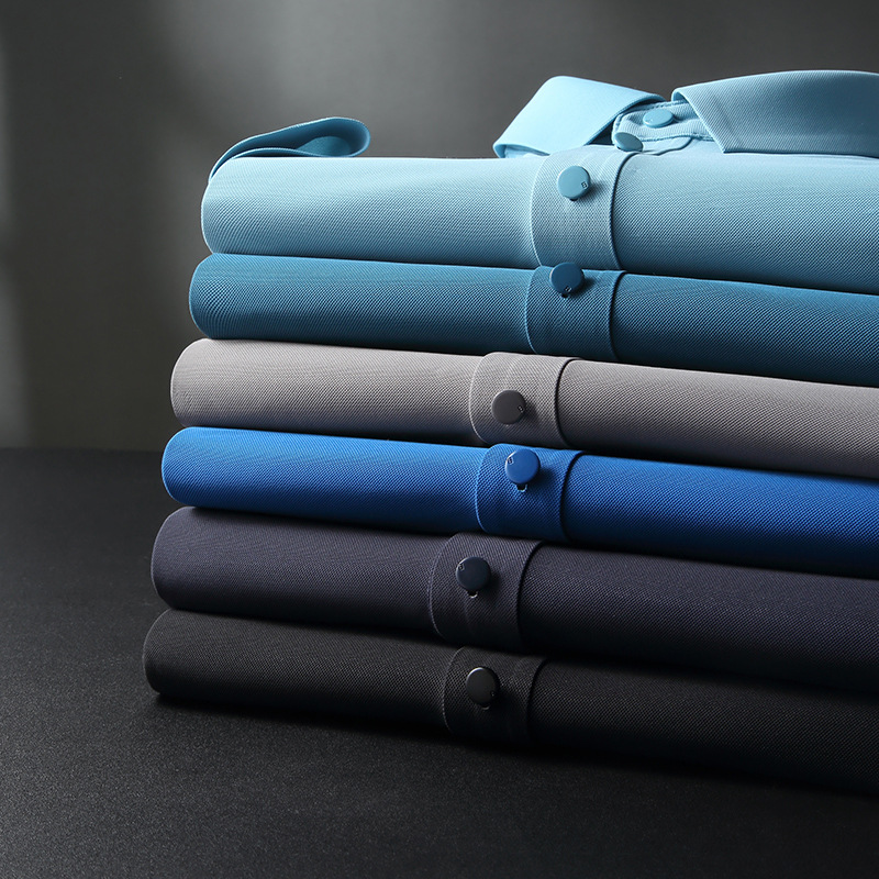 Summer Men's Top High Elastic Cardamine Knitted Seamless Pressure Glue Solid Color Polo Shirt Short-sleeved Non-ironing Anti-wrinkle T-shirt