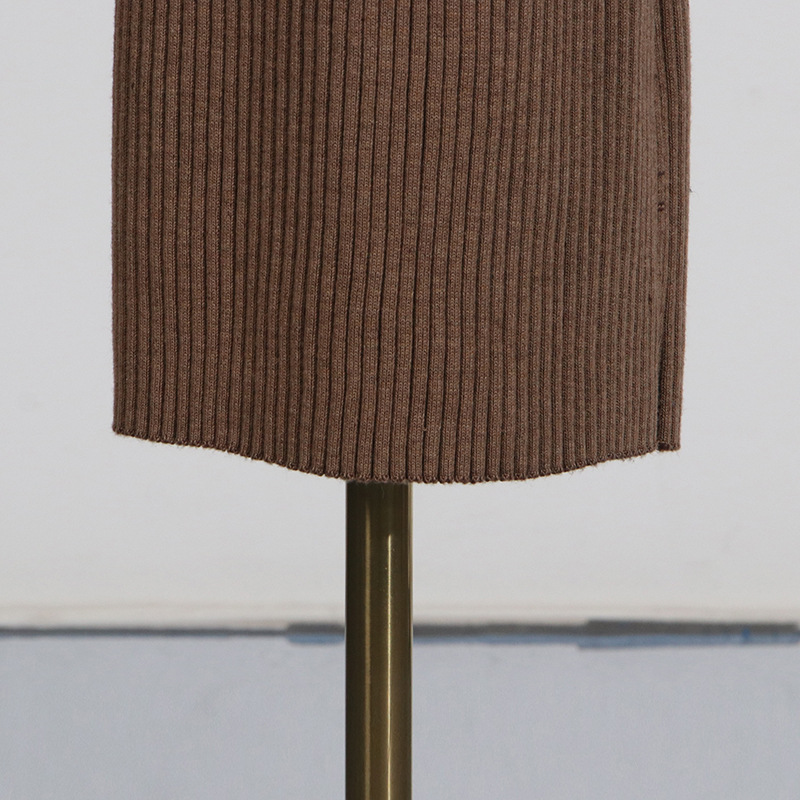 Long Dress Autumn Pocket Belt Design Waist Tight Slimming Knitted Dress Women