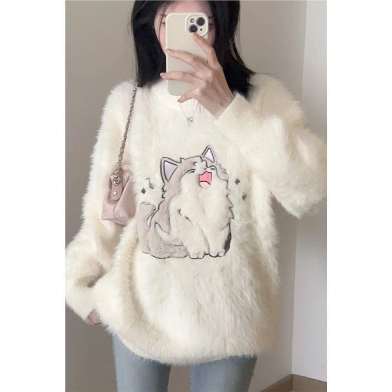 2025 New Loose-Fitting Knit Sweet Style Cute Cartoon Sweater for Women, Autumn and Winter New Base Layer Top 2025 New Loose-Fitting Knit Sweet Style Cute Cartoon Sweater for Women, Autumn and Winter New Base Layer Top