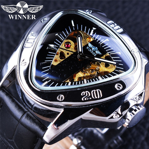 Dropshipping men's fashion casual hollow winner triangular large dial automatic mechanical watch wholesale