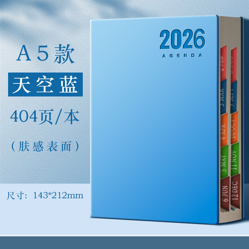 Agenda 2026 Cuaderno de notas Plan diario Cuaderno de notas Calendario Manual de tarjetas perforadas Gestión de eficiencia Autodisciplina