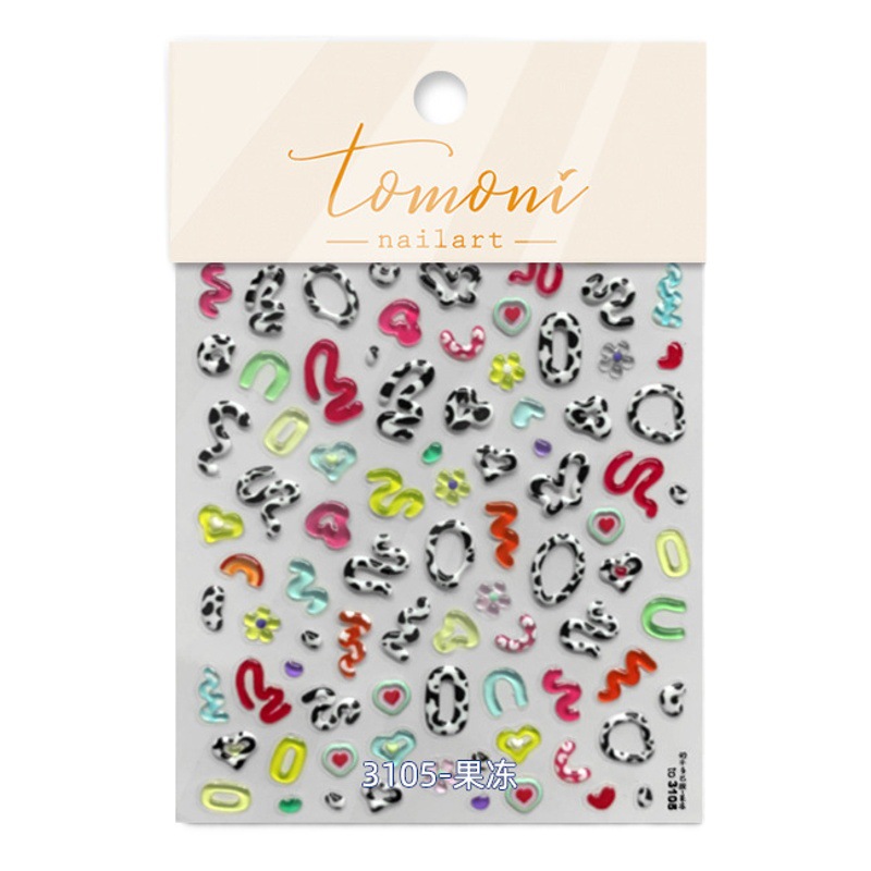 Nuevas pegatinas de jalea de uñas populares pegatinas de uñas lindas fábrica al por mayor patrón de leche japonesa dopamina amor